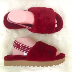 UGG Maroon Fuzzy Logo Slippers UGG | Shoes | Ugg Slippers Burgundy Size 8 | Poshmark main image 3